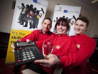 Skillscompetition Wales Accountancy,Gold Medal Winners, David Sadler, Lucinda Murphy and Joshua Broom, Coleg Gwent